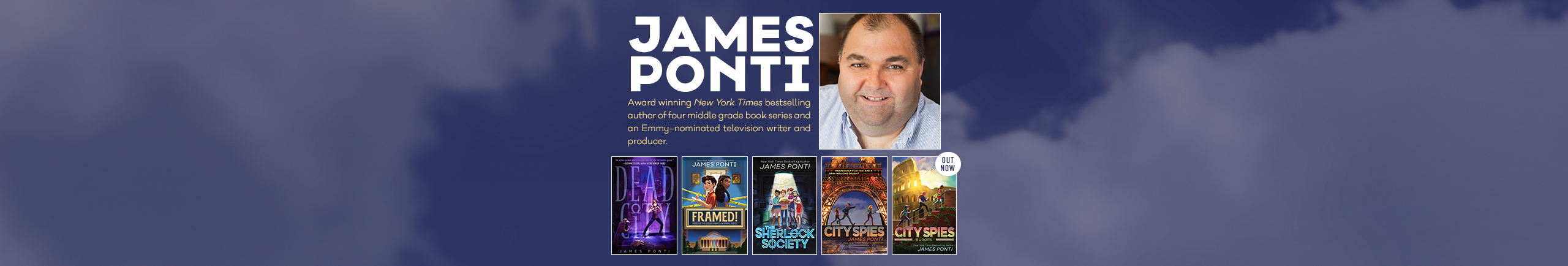 Image of author James Ponti alongside his books